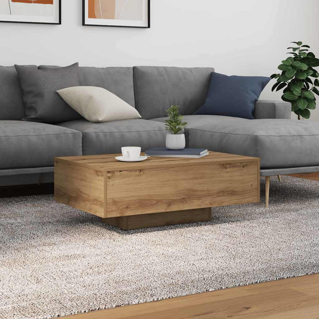 Coffee Table with LED Lights Artisan Oak 85x55x31 cm - Discount Dealers