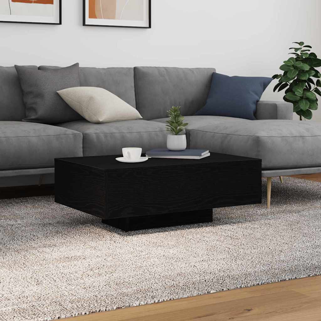 Coffee Table with LED Lights Black Oak 85x55x31 cm - All Things Good