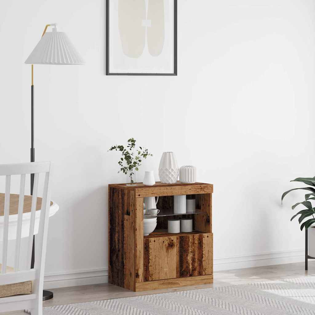 Sideboard with LED Lights Old Wood 60,5x37x67 cm - Merlin Deals