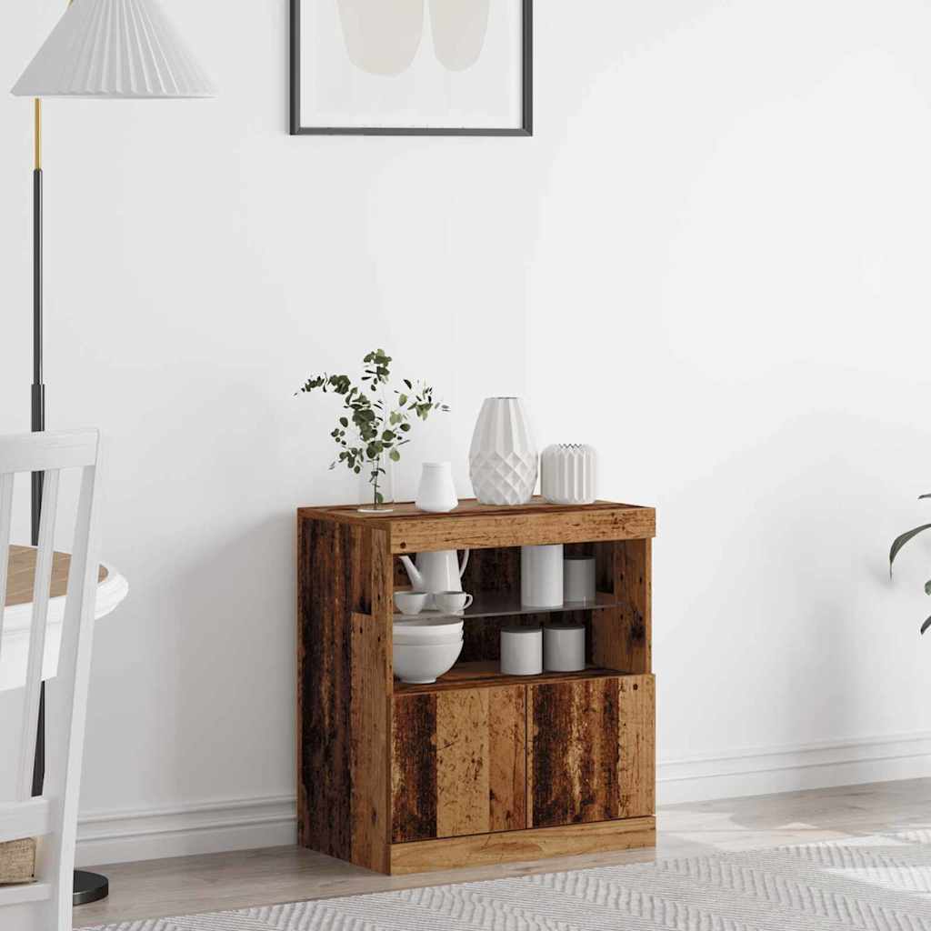 Sideboard with LED Lights Old Wood 60x37x67 cm - Sid & Sam