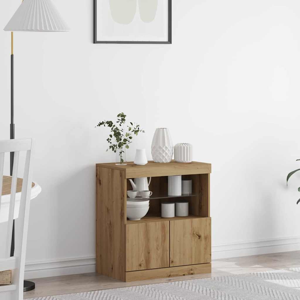 Sideboard with LED Lights Artisan Oak 60x37x67 cm - Charlotte Dunes