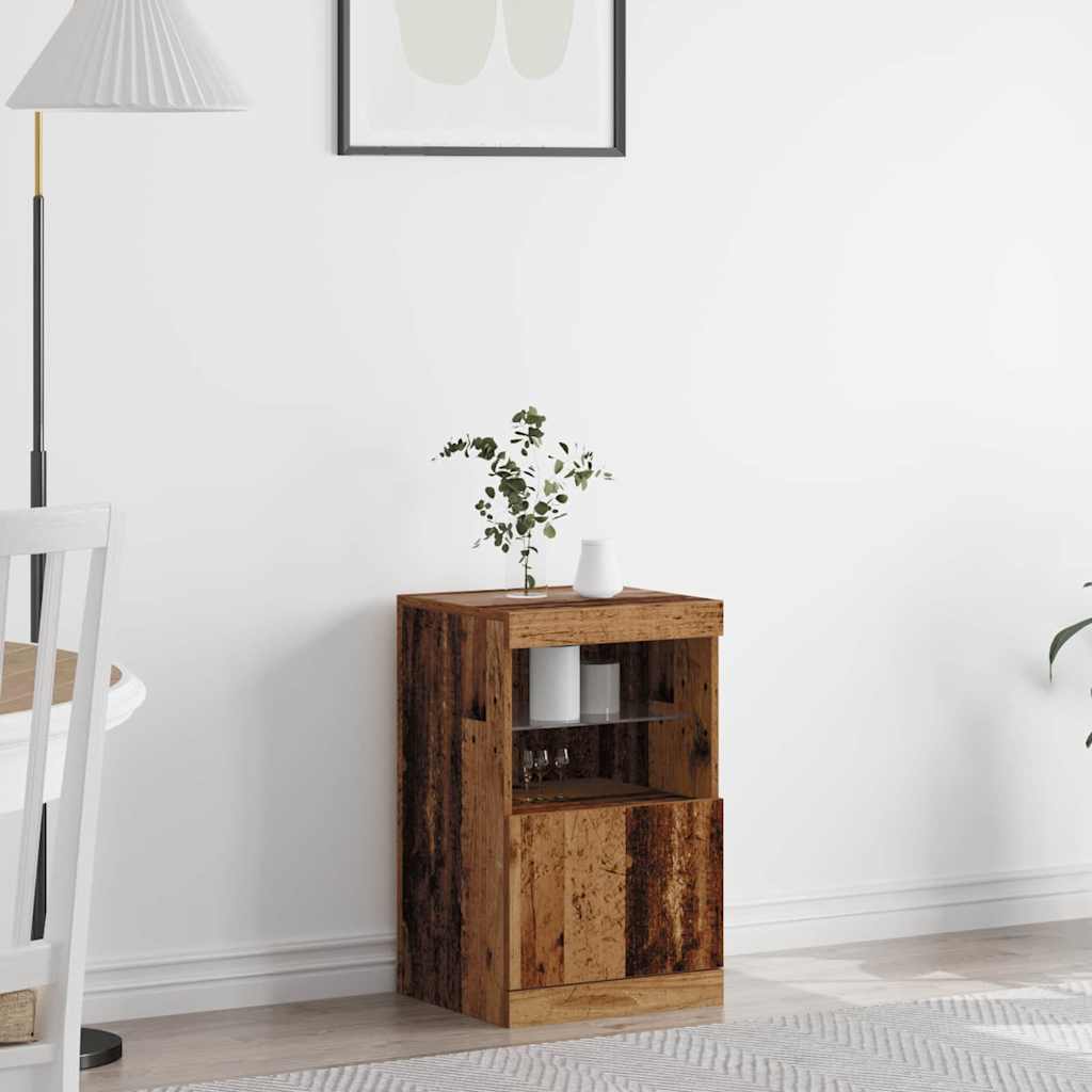 Sideboard with LED Lights Old Wood 41x37x67 cm - Decor Base