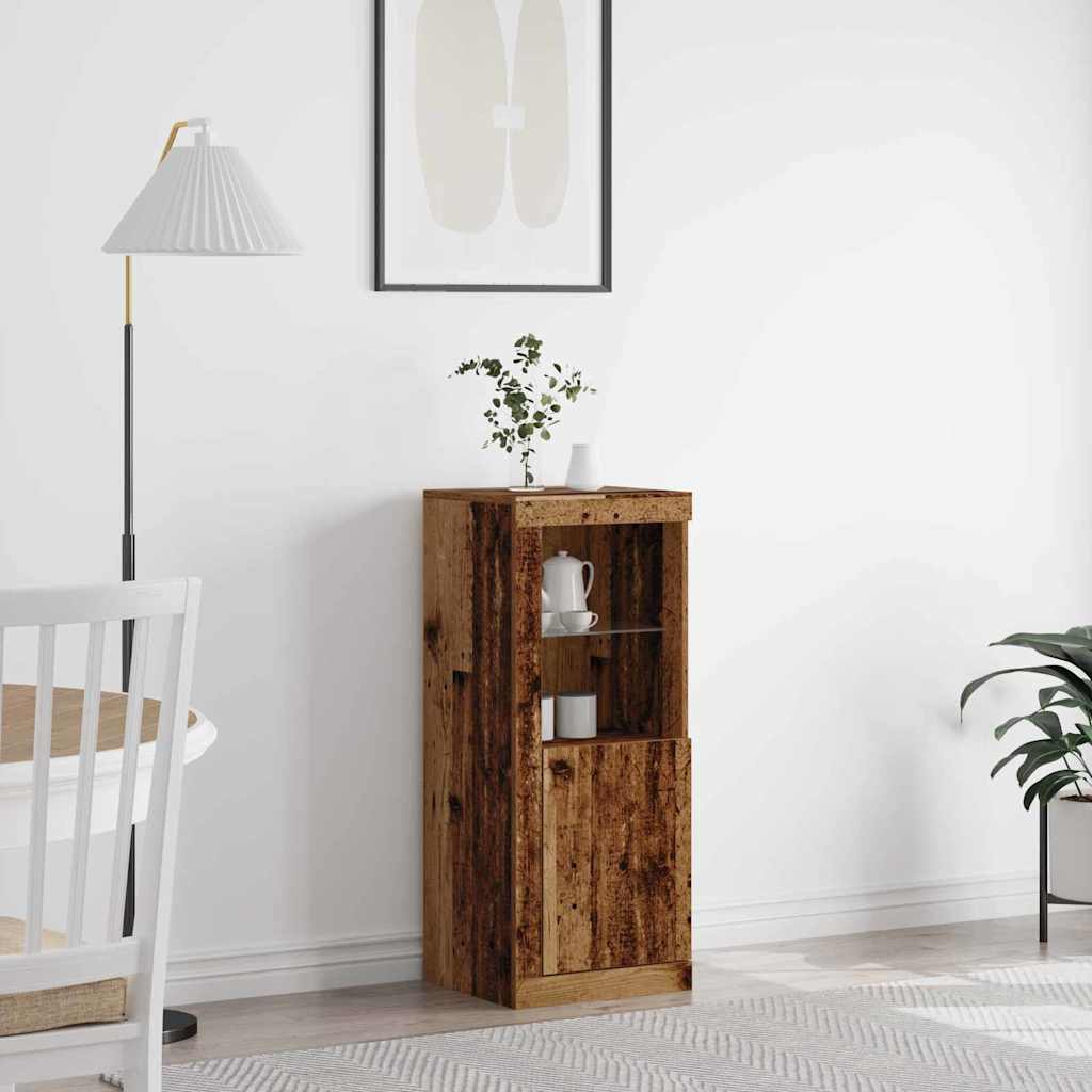 Sideboard with LED Lights Old Wood 41x37x100 cm - Style and Chic