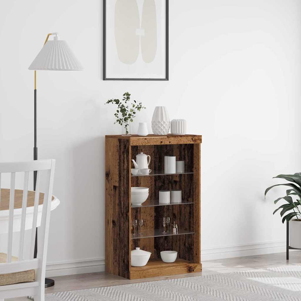 Sideboard with LED Lights Old Wood 60,5x37x100 cm - Brittle & Co