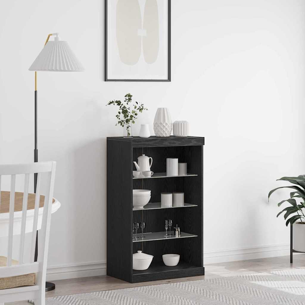 Sideboard with LED Lights Black Oak 60,5x37x100 cm - Brittle & Co