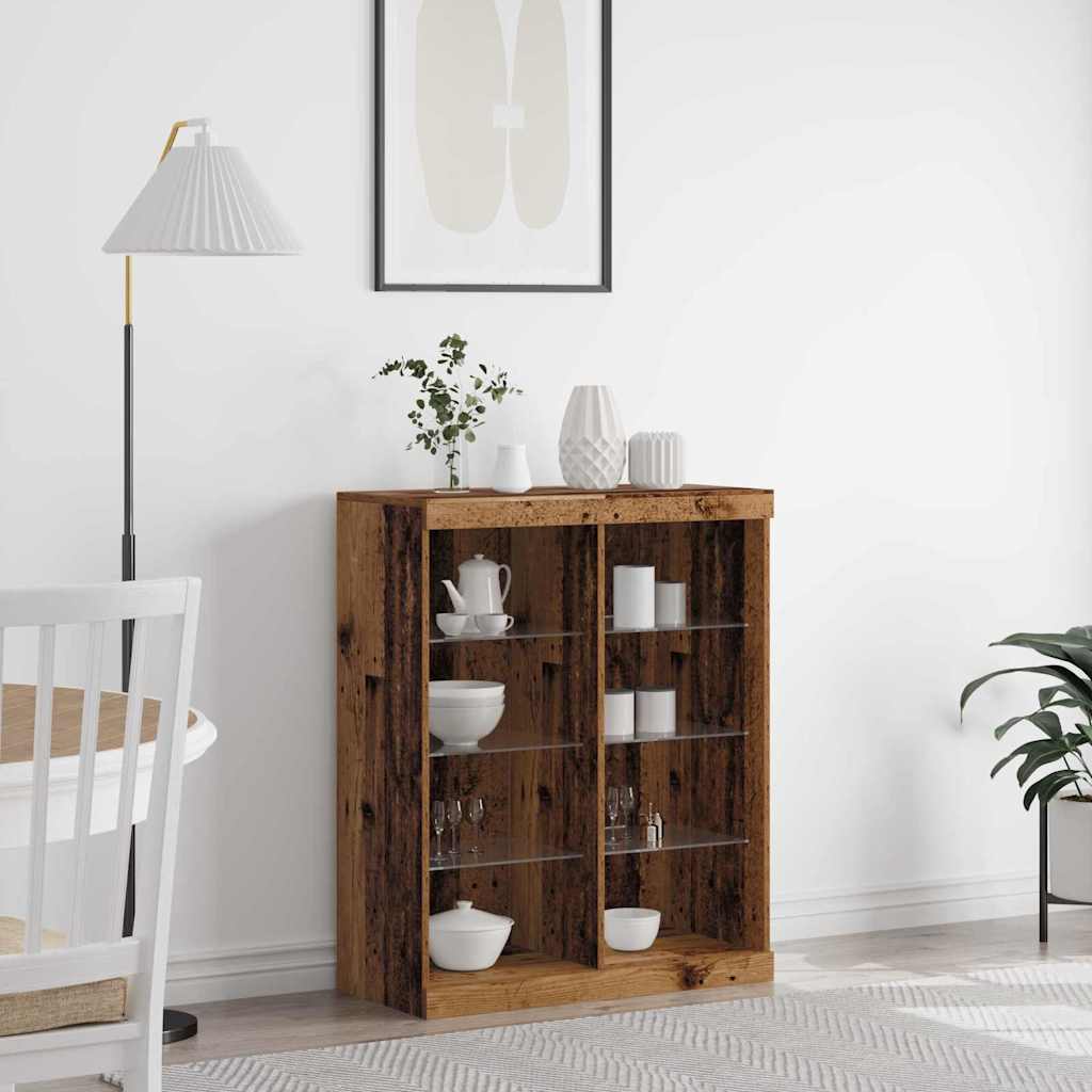 Sideboard with LED Lights Old Wood 41x37x100 cm - All Things Good