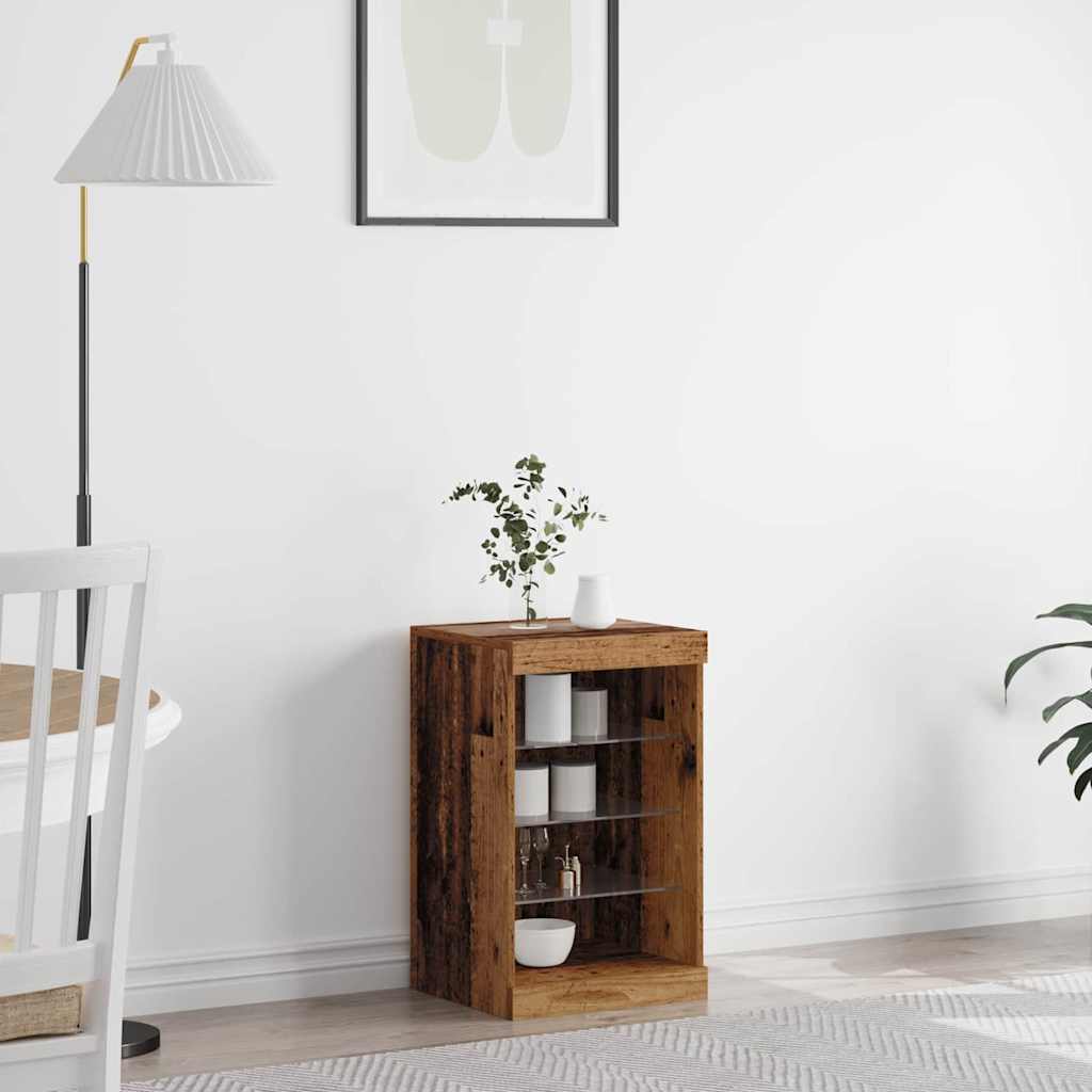 Sideboard with LED Lights Old Wood 41x37x67 cm - Charlotte Dunes