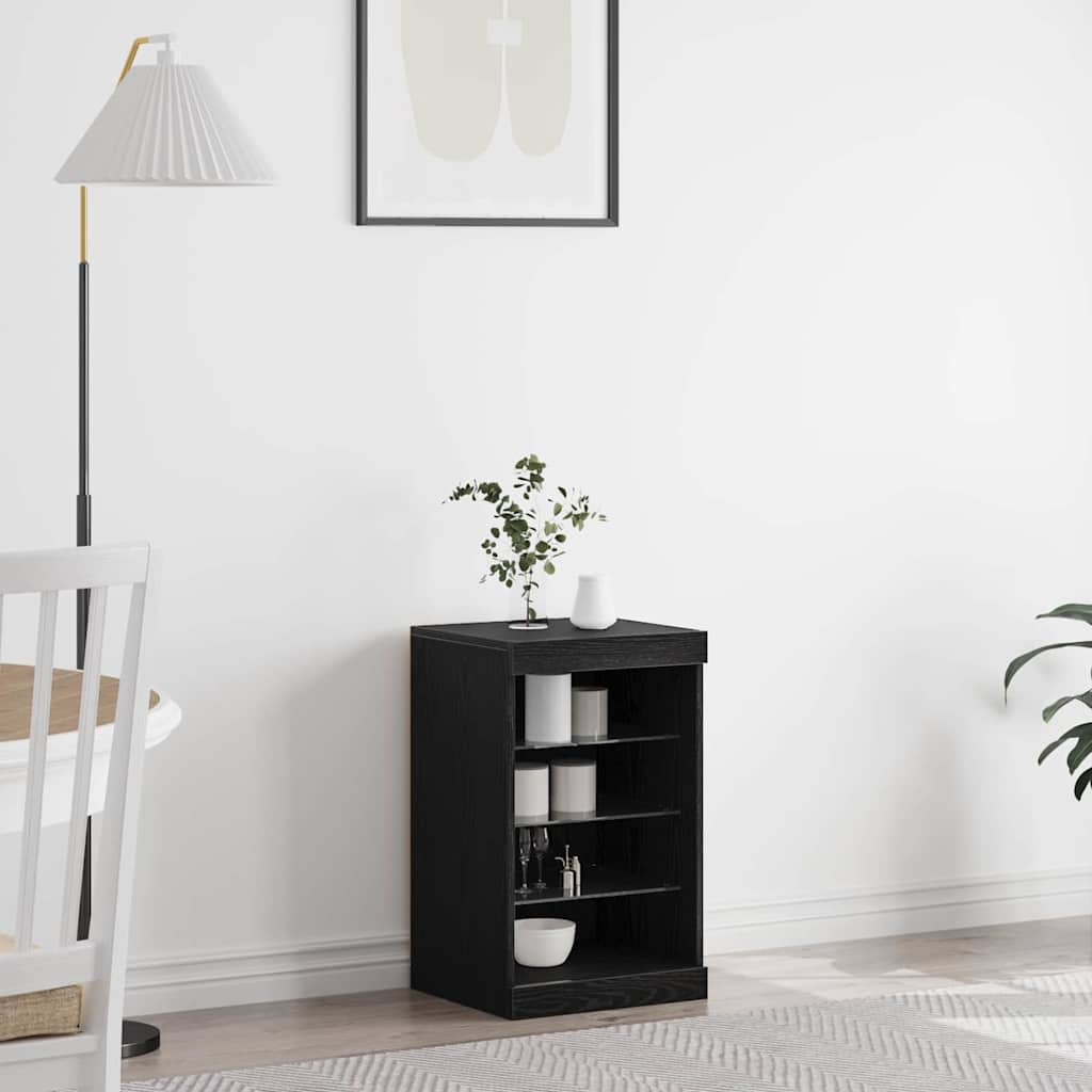 Sideboard with LED Lights Black Oak 41x37x67 cm - Millennium Furniture