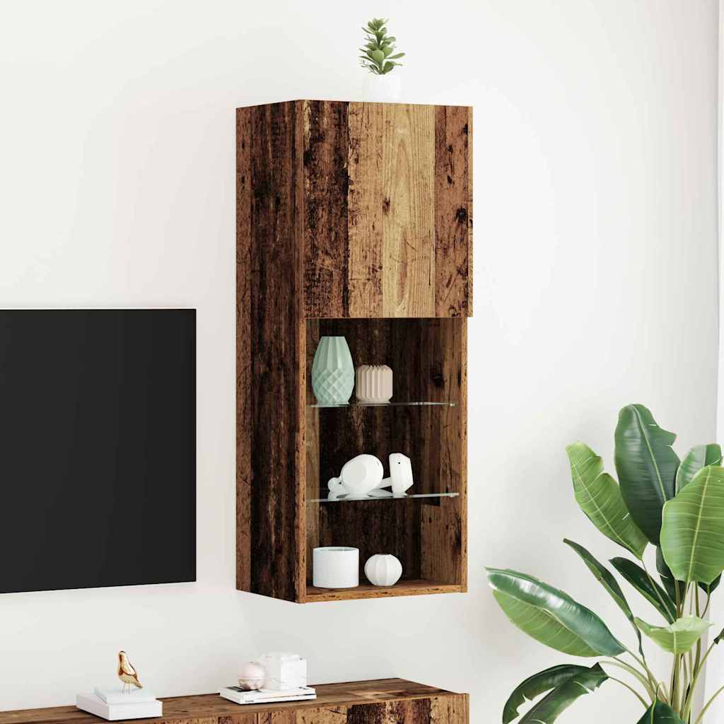 TV Cabinet with LED Lights Old Wood 40,5x30x102 cm - Casper Homes