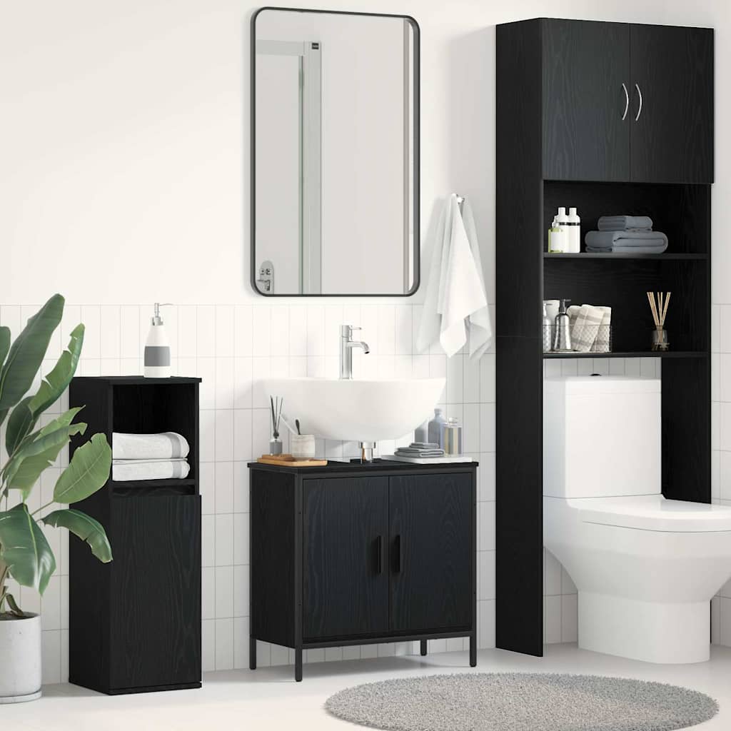 Bathroom Sink Cabinet Black Oak 60x30x60 cm Engineered Wood - Millennium Furniture