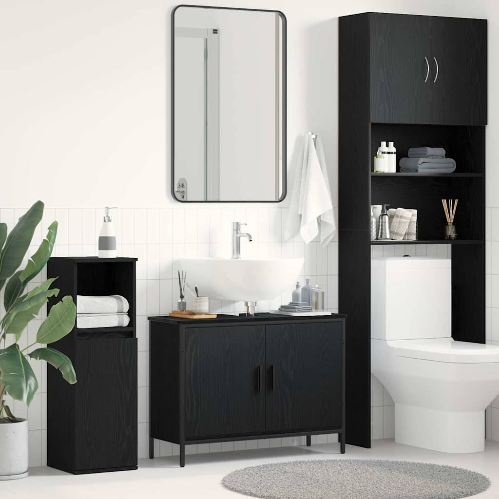 Bathroom Sink Cabinet Black Oak 80x30x60 cm Engineered Wood - Charlotte Dunes