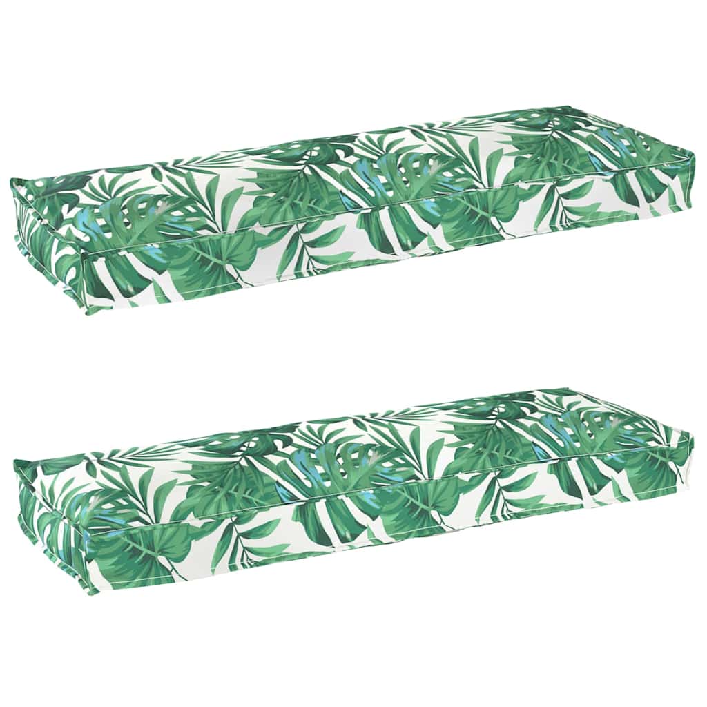 Pallet Cushions for Bench 2 pcs Leaf Pattern 120x40x8 cm Oxford Fabric - Tyrell & Tyrell