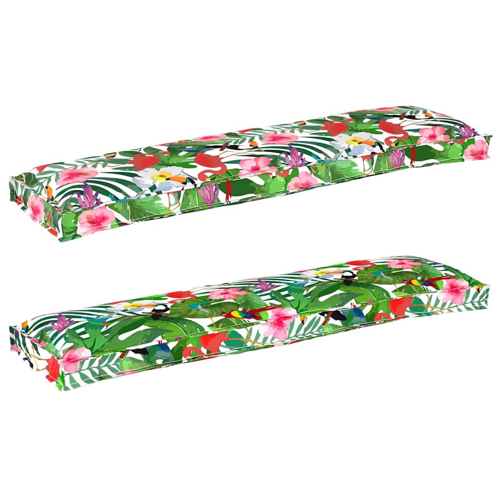 Pallet Cushions for Bench 2 pcs Tropical Jungle 150x40x8 cm Oxford Fabric - Charlotte Dunes