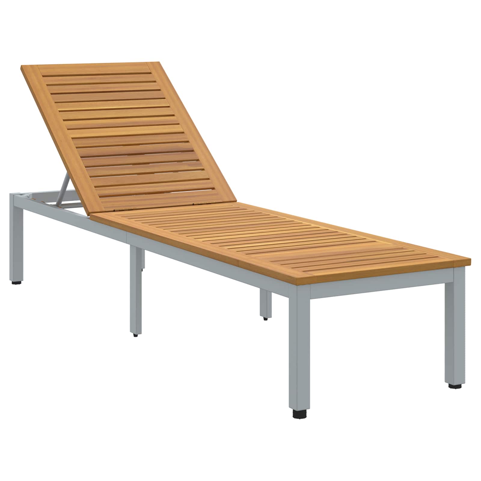HAPARK Sun lounger Reclining 200x55x35 cm Acacia Wooden - Grey - Charlotte Dunes