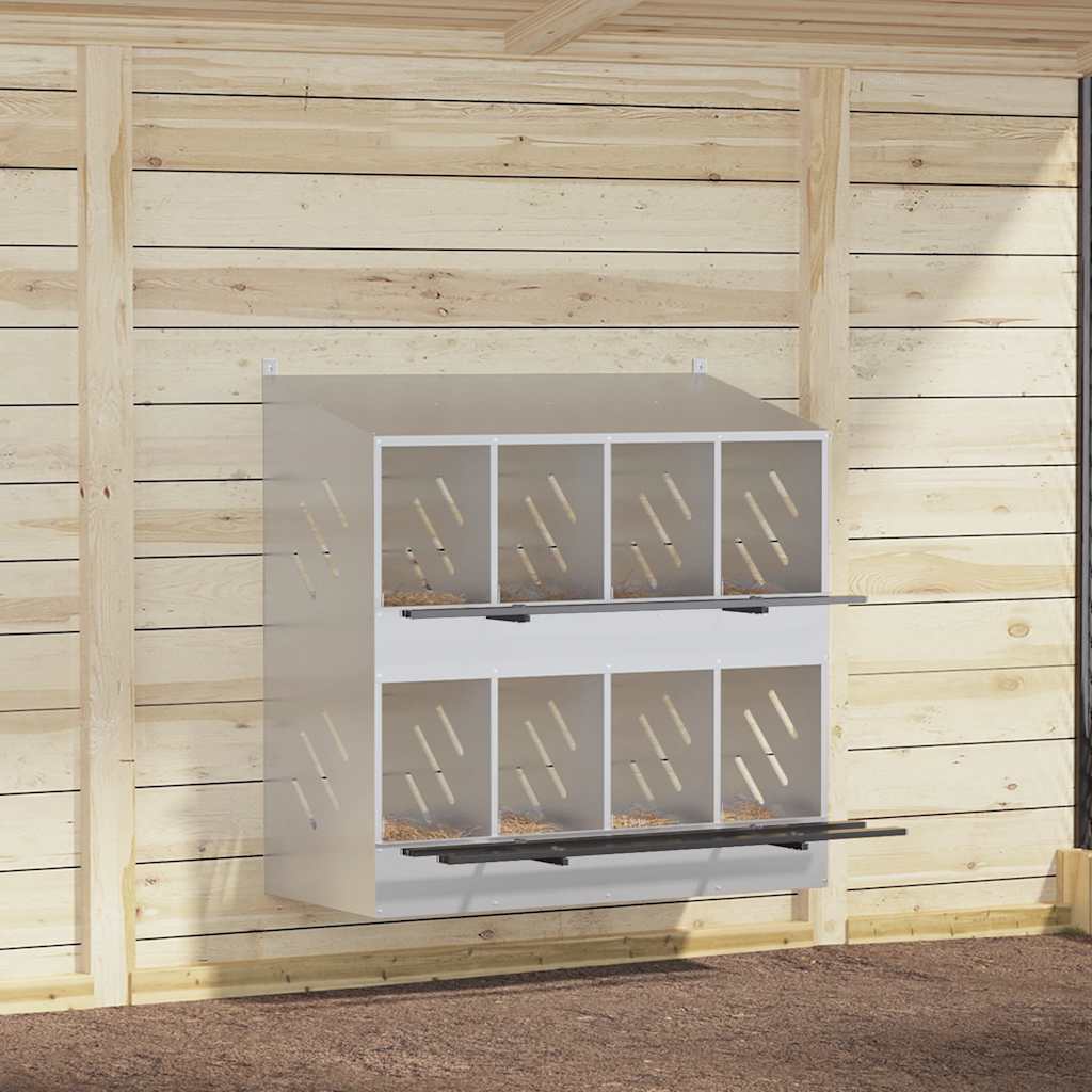 Chicken Nesting Box with 8 Compartments Galvanized Silver Metal - Tyrell & Tyrell