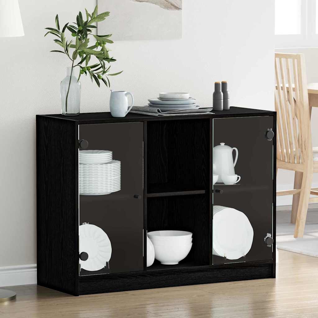Sideboard Black Oak 102x37x75,5 cm Engineered Wood - Decor Base
