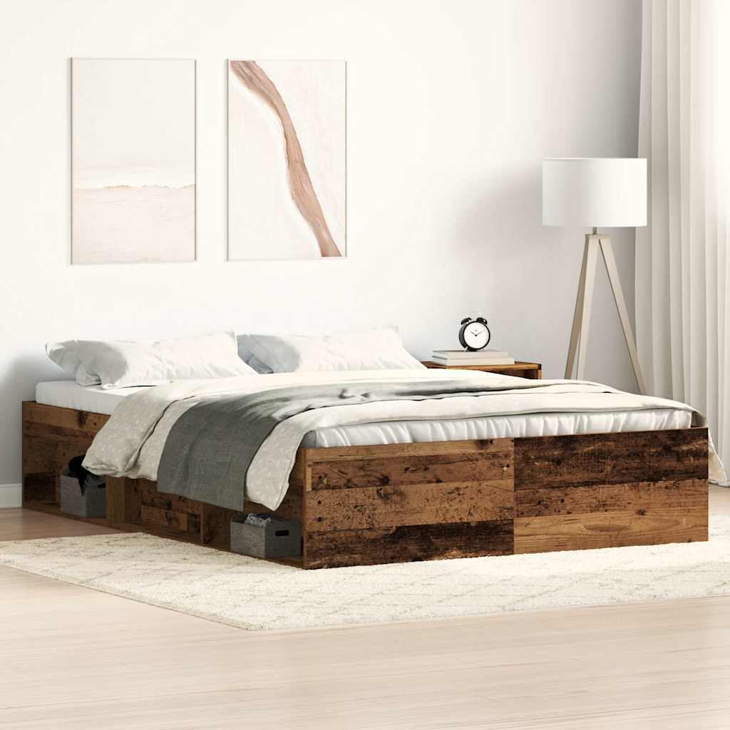 Bedframe Old Wood 135x190cm Engineered Wood - The Home Maker