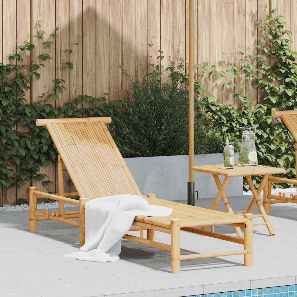 PANMERE Sun Lounger 55x199x30 cm Bamboo - Charlotte Dunes