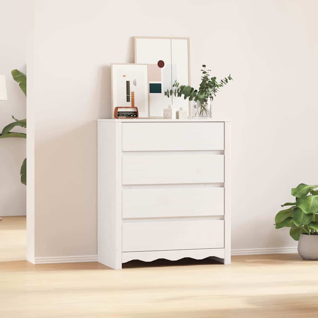 VESTRA White Chest of Drawers - Medium-sized, 4 Drawers - Sid & Sam