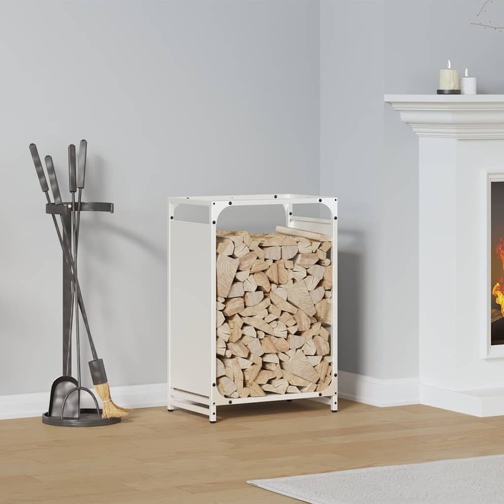 Firewood Rack White 44x28x65 cm Cold-rolled steel - Brittle & Co