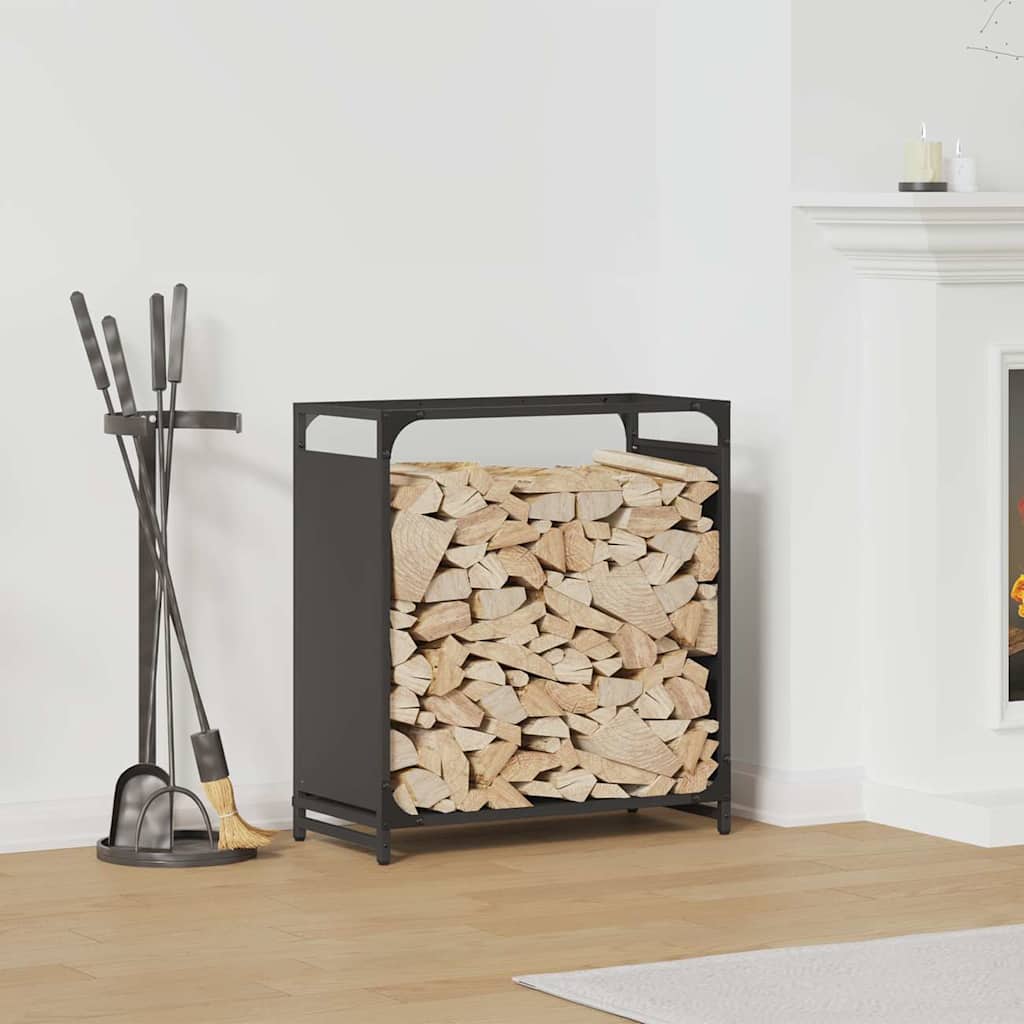 Firewood Rack Black 60x28x65 cm Cold-rolled steel - Decor Base