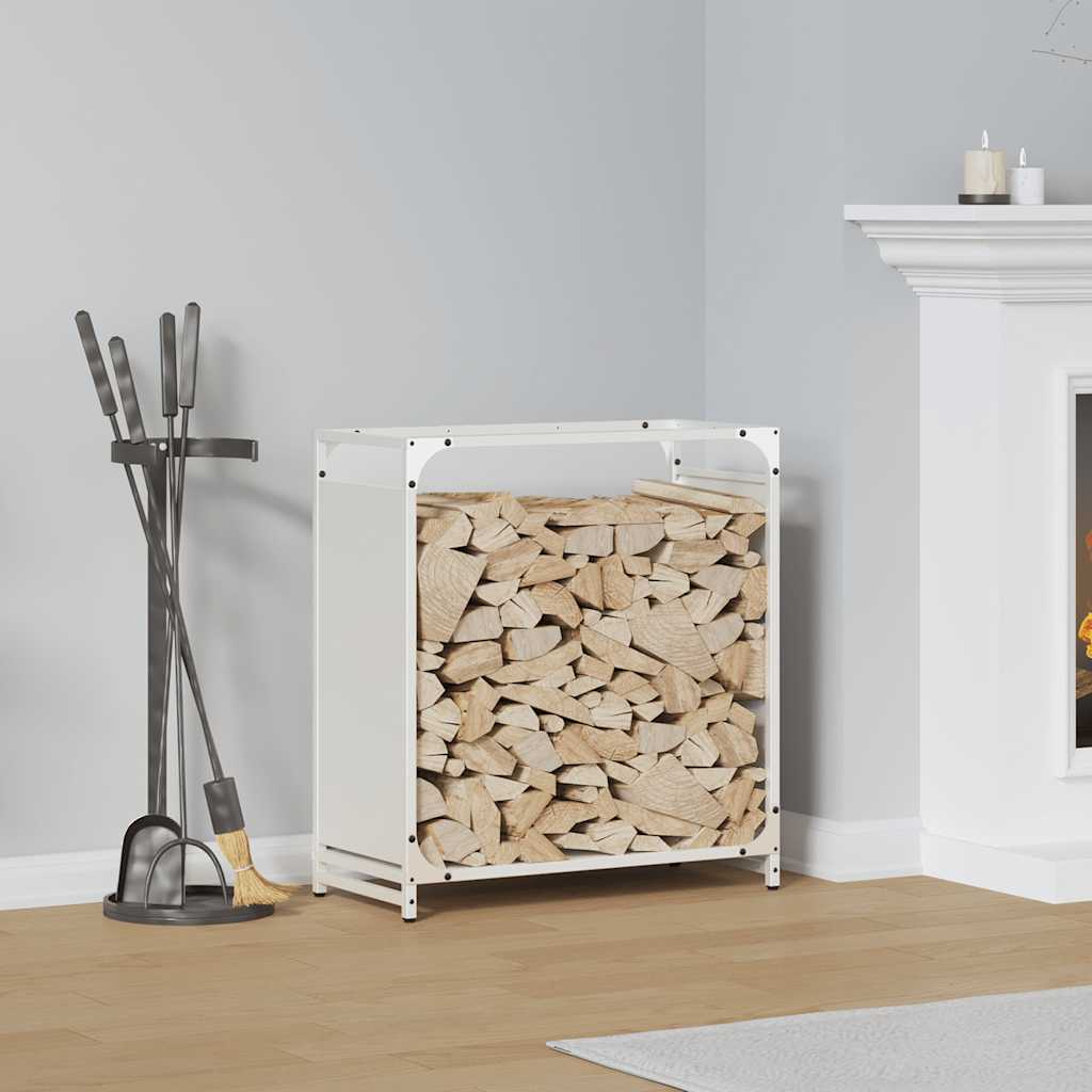 Firewood Rack White 60x28x65 cm Cold-rolled steel - Decor Base