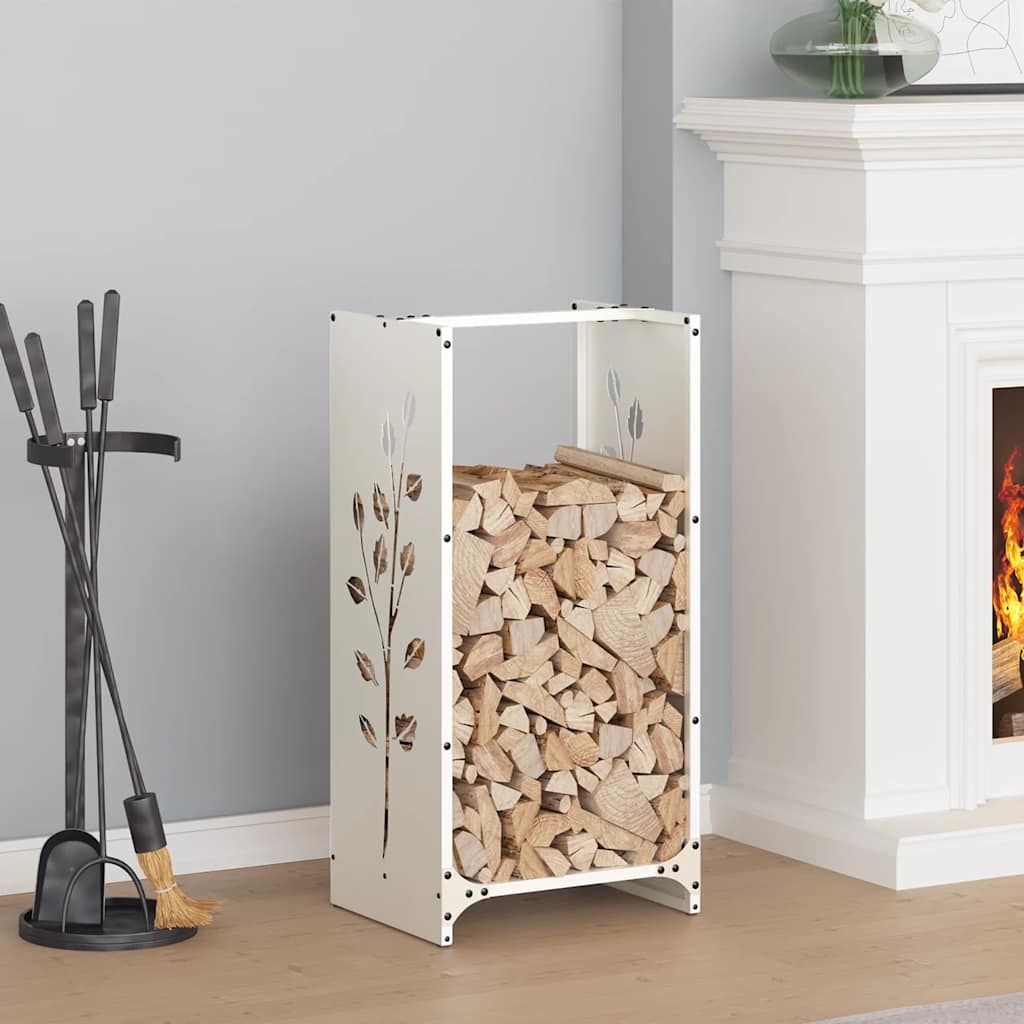Firewood Rack White 40x30x80 cm Cold-rolled steel - All Things Good
