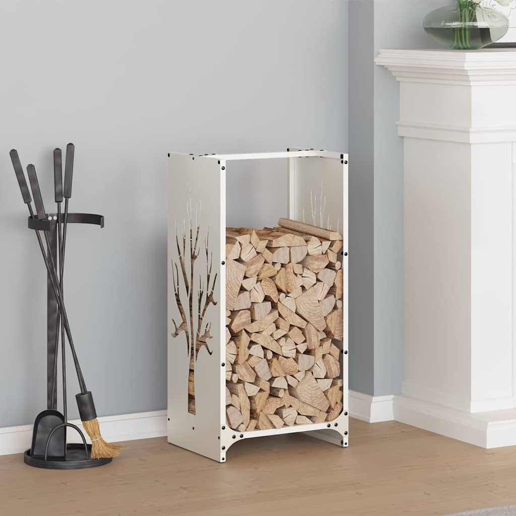 Firewood Rack White 40x30x80 cm Cold-rolled steel - All Things Good