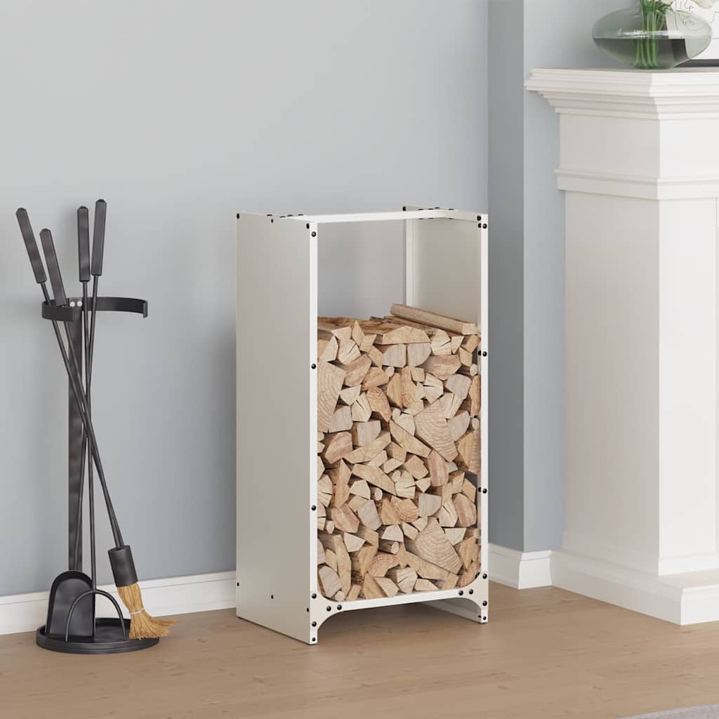 Firewood Rack White 40x30x80 cm Cold-rolled steel - All Things Good