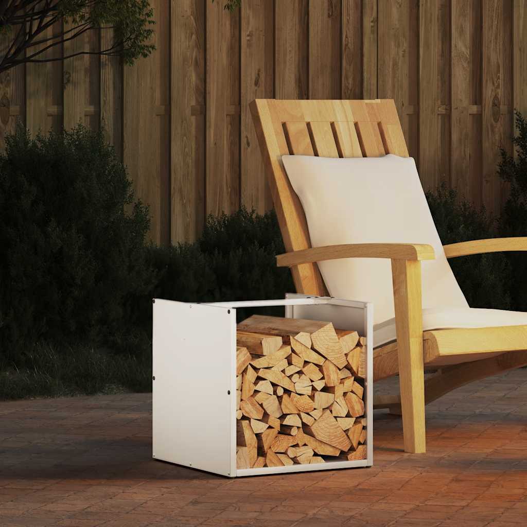 Firewood Rack White 40x40x40 cm Cold-rolled steel - All Things Good