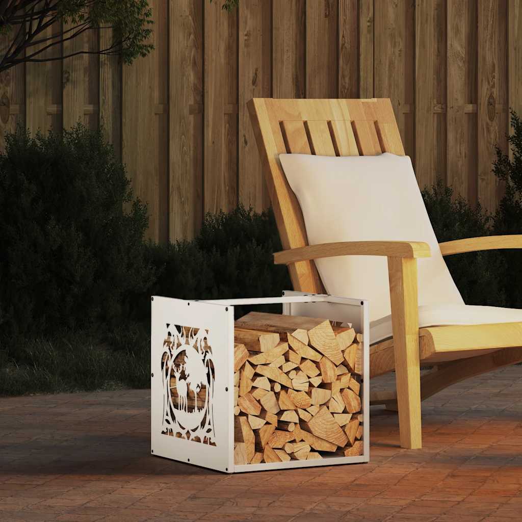 Firewood Rack White 40x40x40 cm Cold-rolled steel - All Things Good