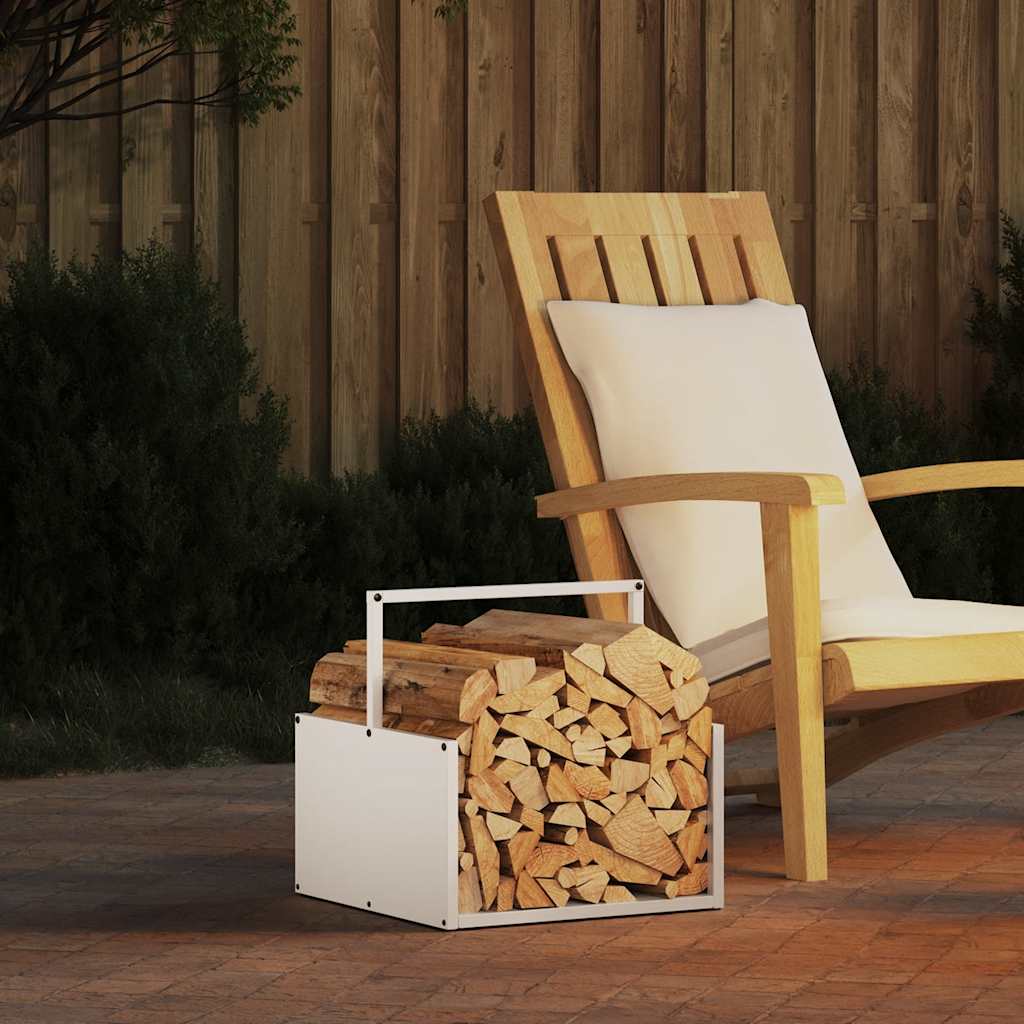 Firewood Rack White 40x40x40 cm Cold-rolled steel - All Things Good