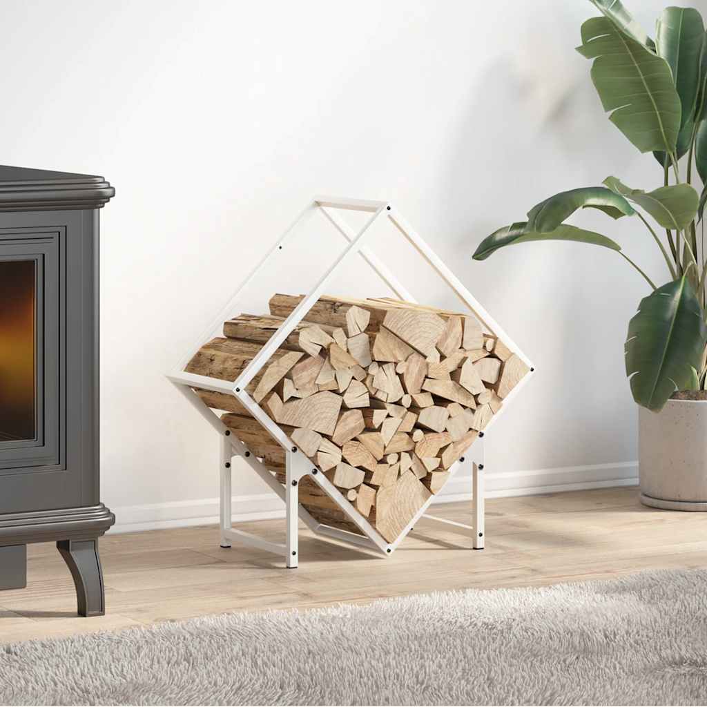 Firewood Rack White 60x25x60 cm Cold-rolled steel - Decor Base