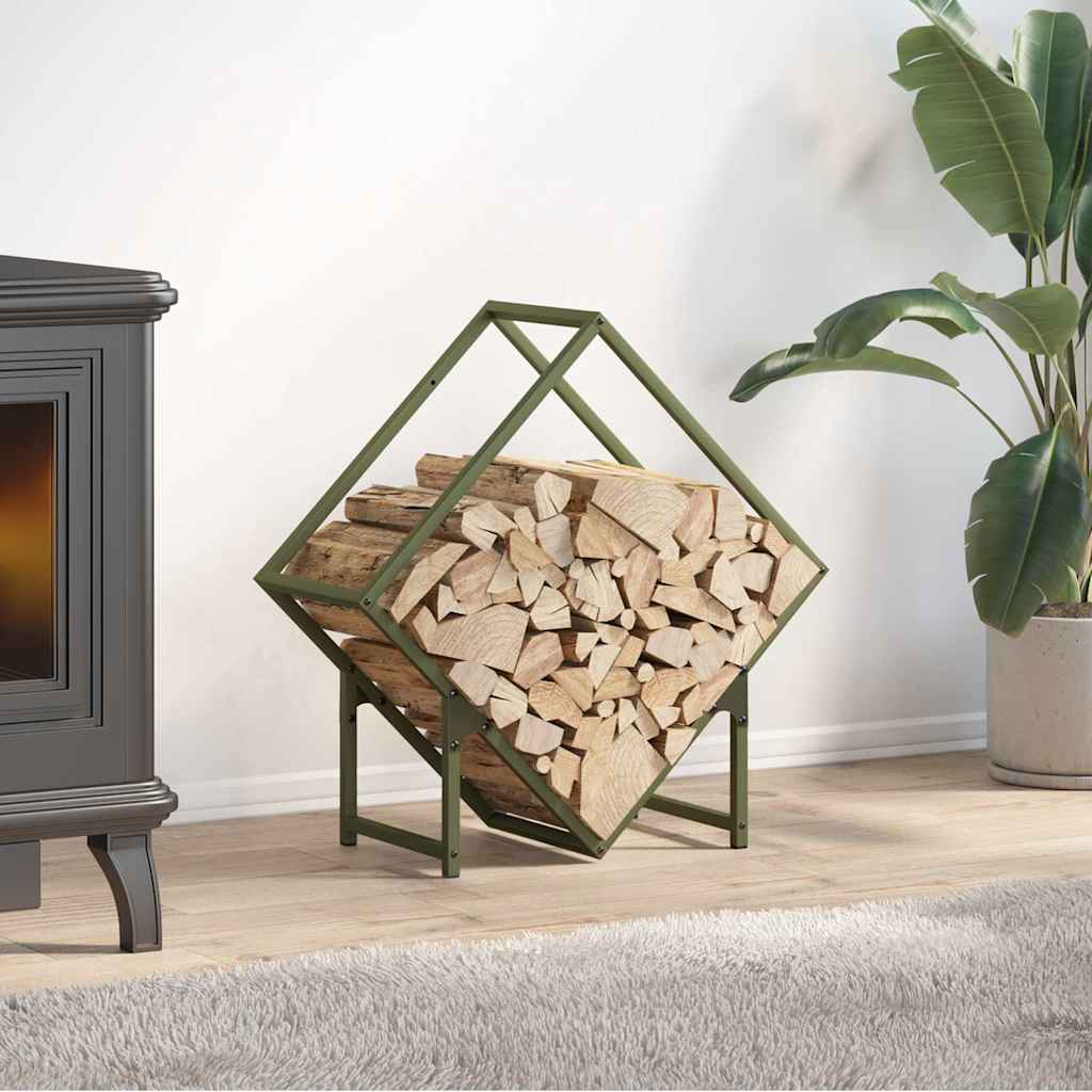 Firewood Rack Olive Green 60x25x60 cm Cold-rolled steel - Decor Base
