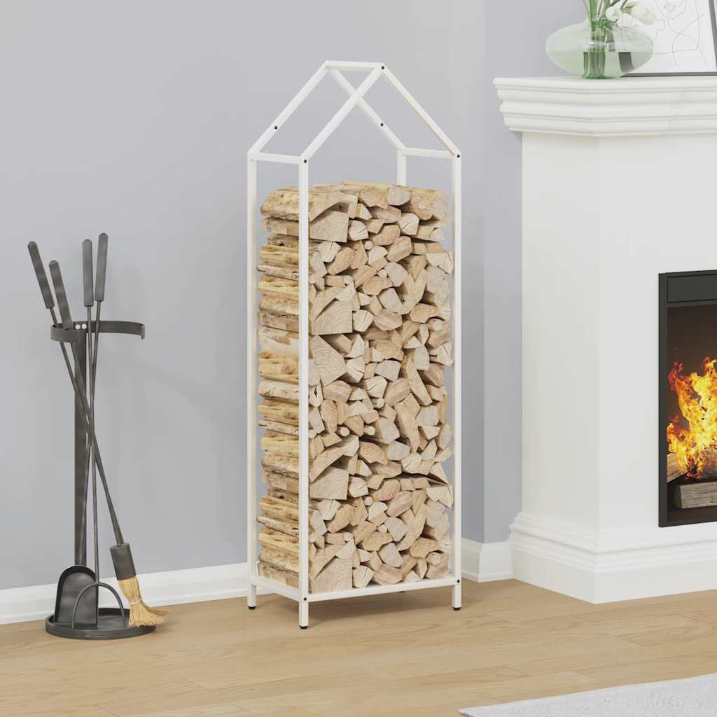 Firewood Rack White 40x25x120 cm Cold-rolled steel - All Things Good