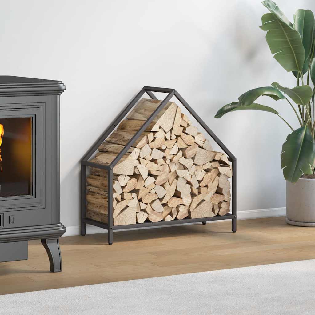 Firewood Rack Black 60x25x60 cm Cold-rolled steel - Decor Base