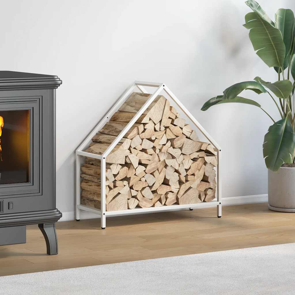 Firewood Rack White 60x25x60 cm Cold-rolled steel - Decor Base