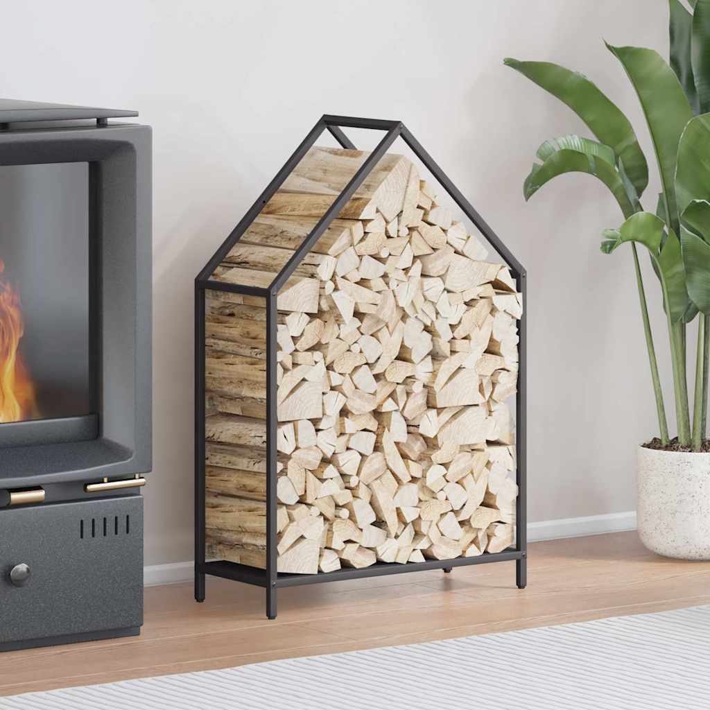 Firewood Rack Black 60x25x90 cm Cold-rolled steel - Decor Base
