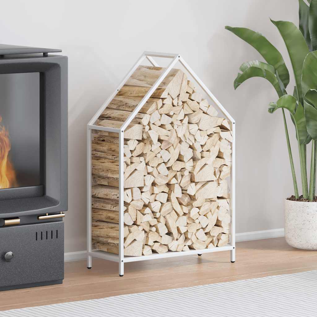 Firewood Rack White 60x25x90 cm Cold-rolled steel - Decor Base