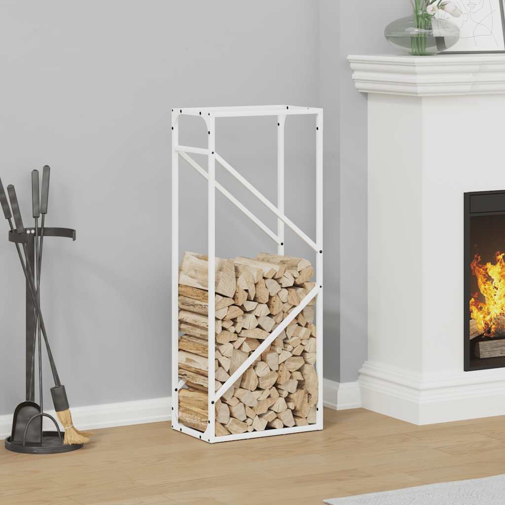 Firewood Rack White 40x25x100 cm Cold-rolled steel - All Things Good