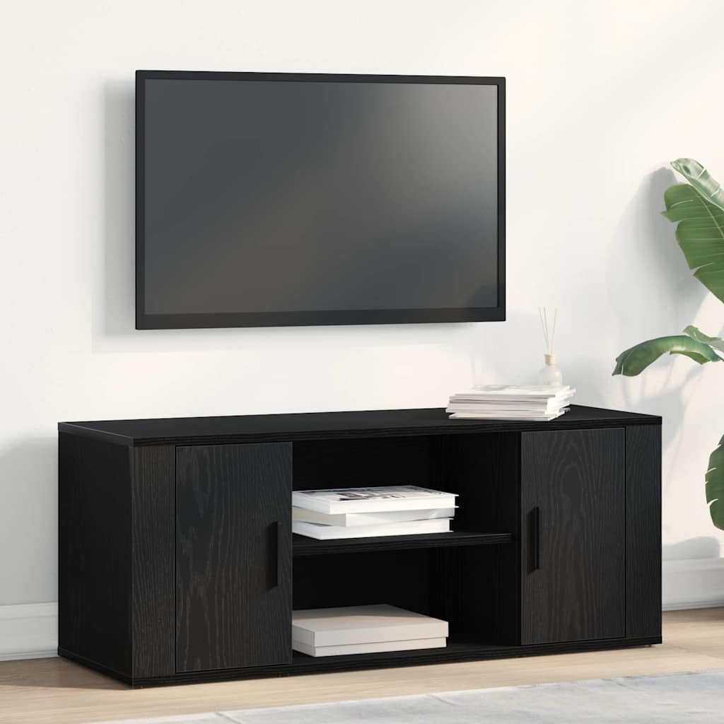 TV Cabinet Black Oak 100x35x40 cm Engineered Wood - Unbeatable Bargains