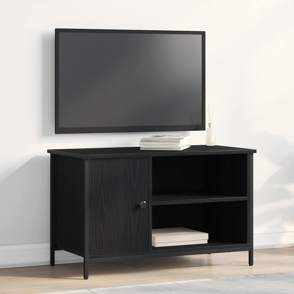 TV Cabinet Black Oak 80x40x50 cm Engineered Wood and Steel - Charlotte Dunes
