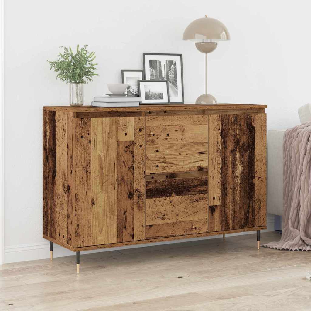 Sideboard with Doors & Drawers Old Wood 101,5x35x70 cm - Discount Dealers