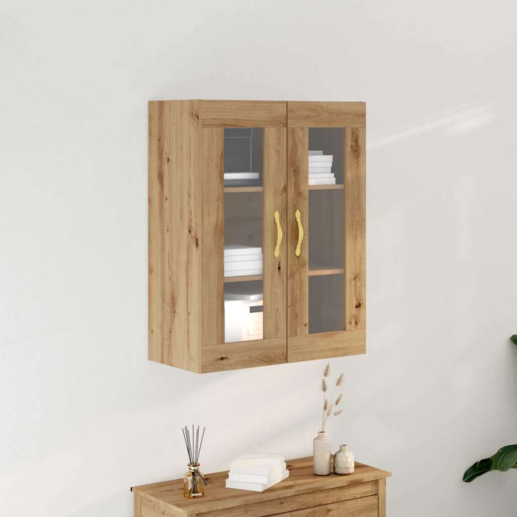 Wall-Mounted Cabinet with Glass Doors Artisan Oak 69,5x34x90 cm - Style and Chic