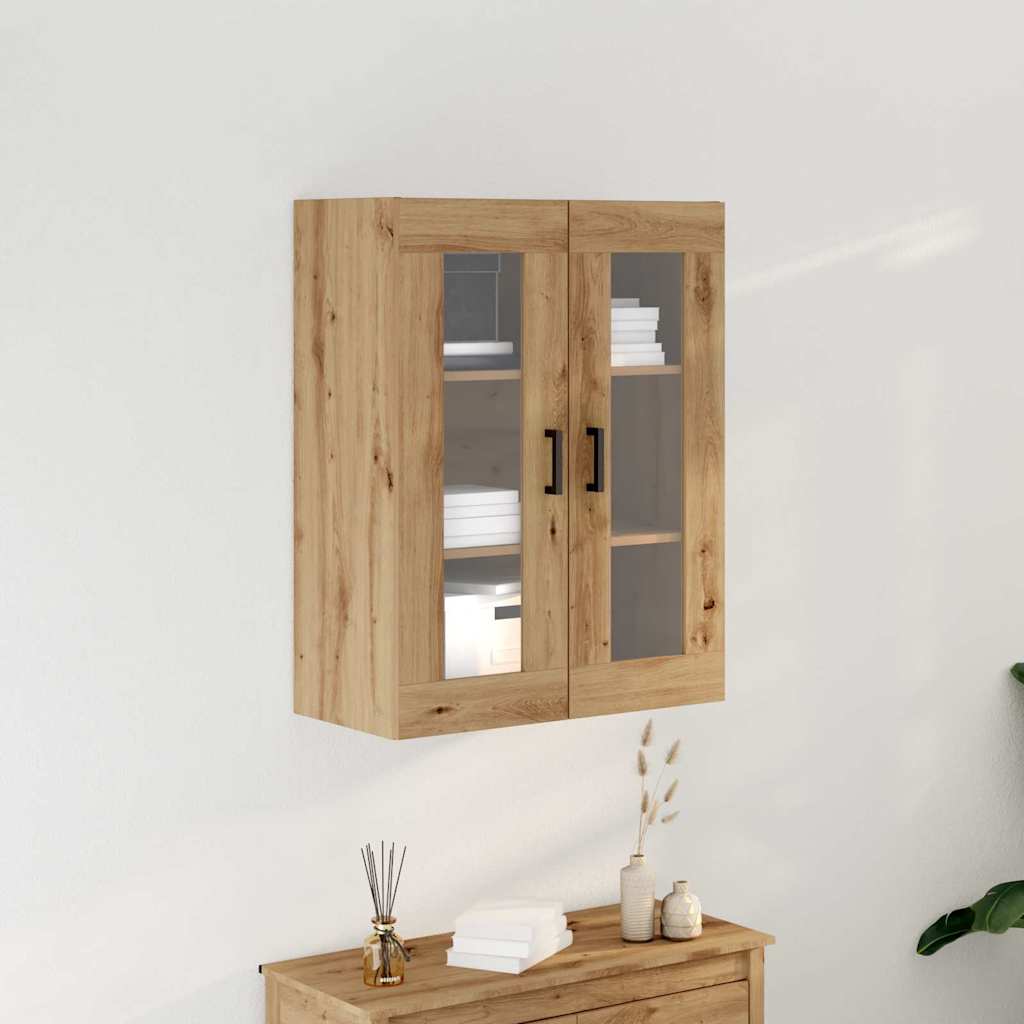 Wall-Mounted Cabinet with Glass Doors Artisan Oak 69.5x34x90 cm - Charlotte Dunes