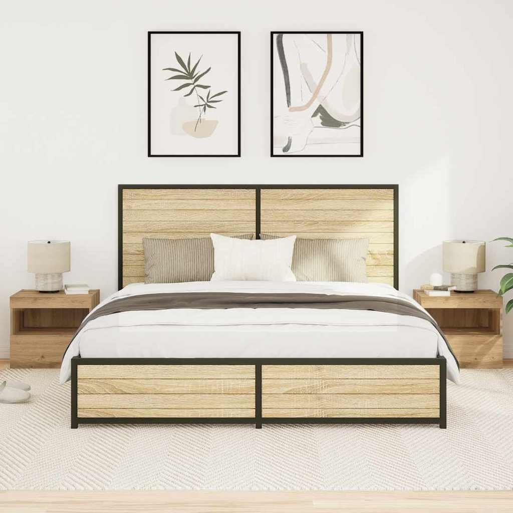 Bedside Cabinets with LED Lights 2 pcs Artisan Oak 50x40x45 cm - All Things Good