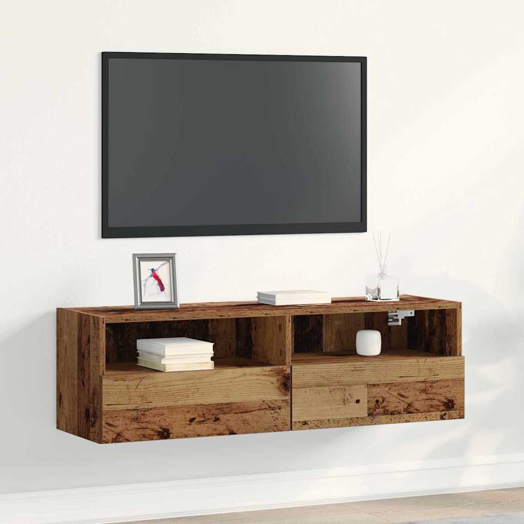 TV Wall Cabinet Old Wood 100x30x30 cm Engineered Wood - All Things Good
