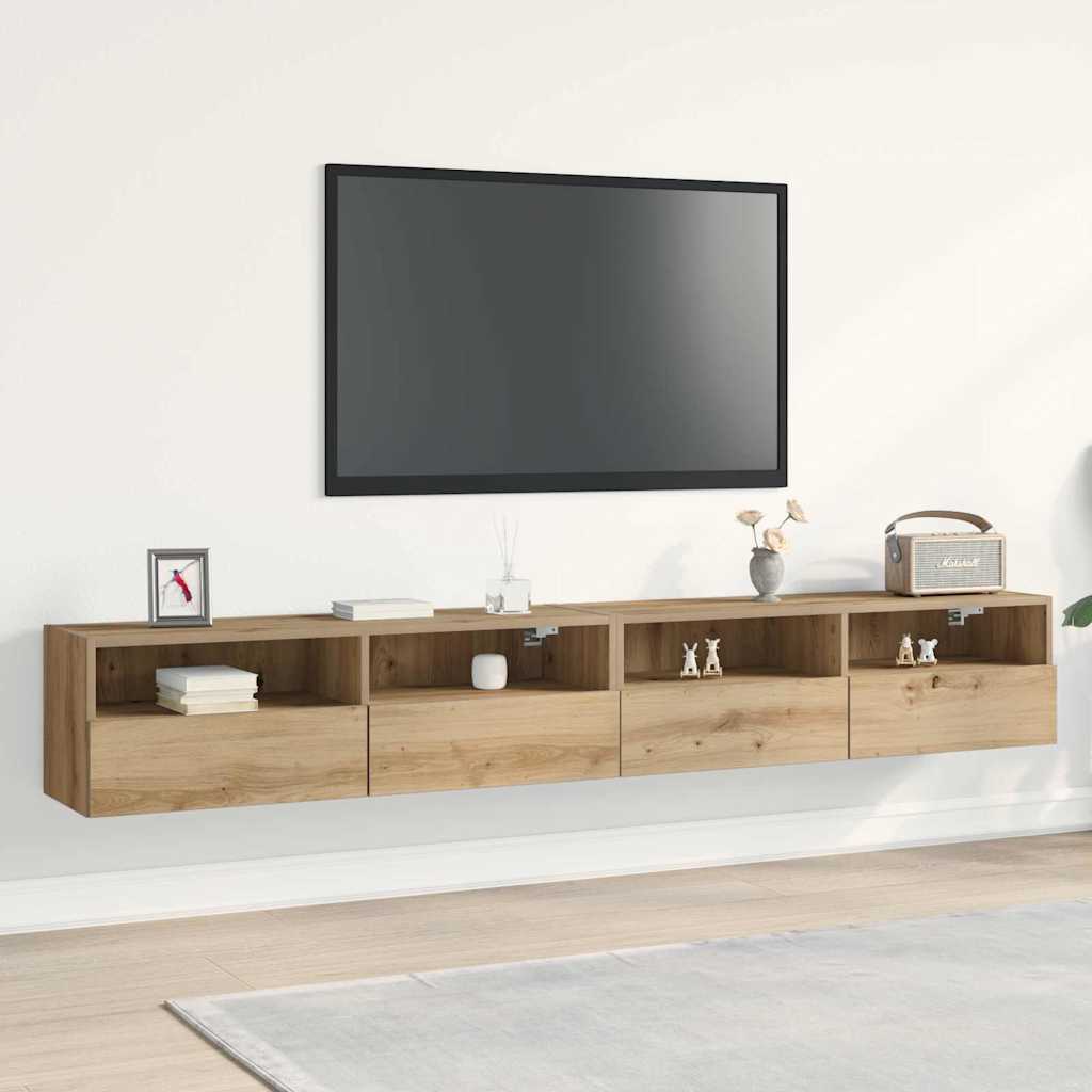 TV Wall Cabinets 2 pcs Artisan Oak 100x30x30 cm Engineered Wood - Merlin Deals