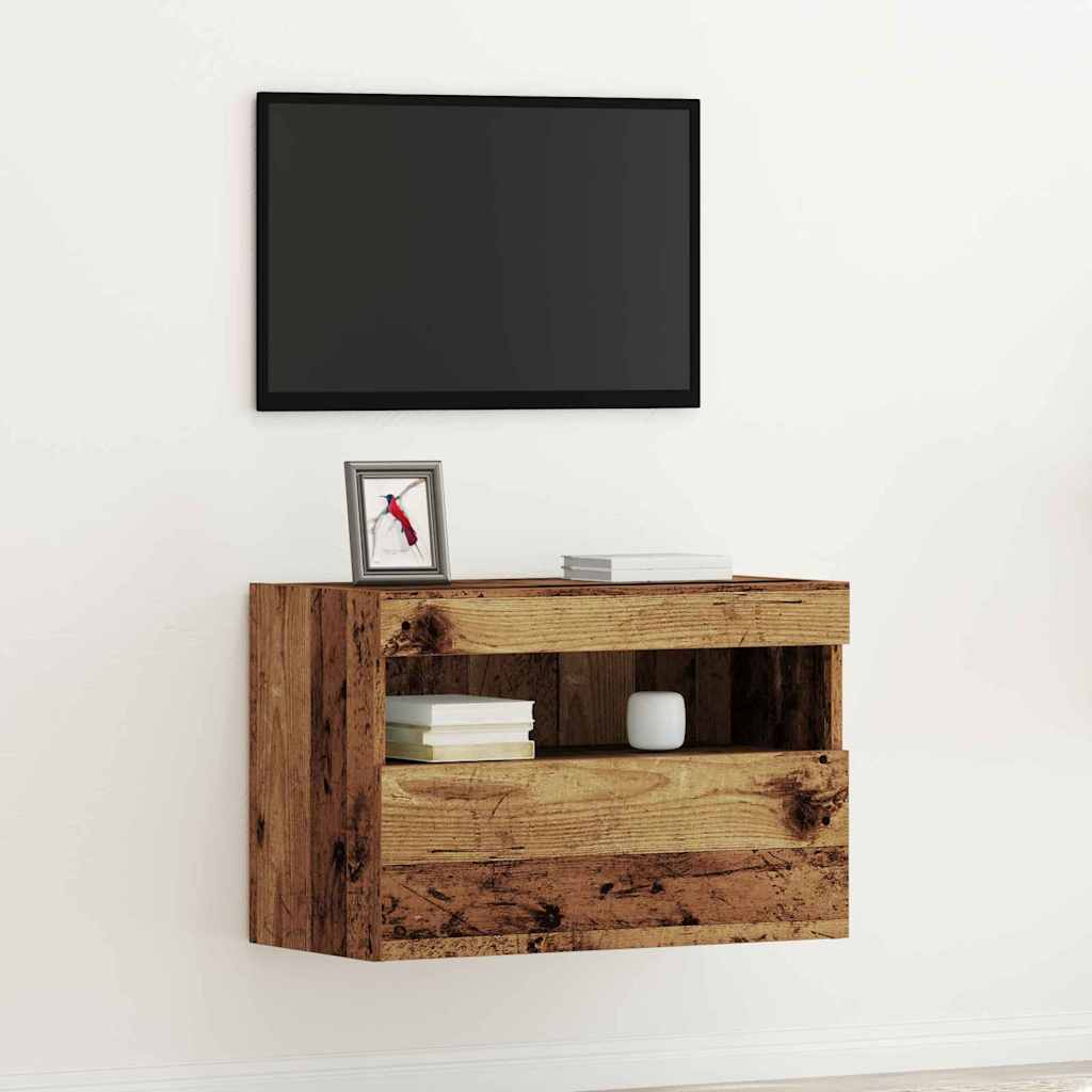 TV Wall Cabinet with LED Lights Old Wood 60x30x40 cm - Merlin Deals