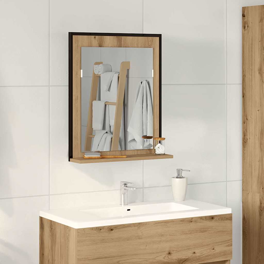 Bathroom Mirror Artisan Oak 50x12x60 cm Engineered Wood - The Home Maker